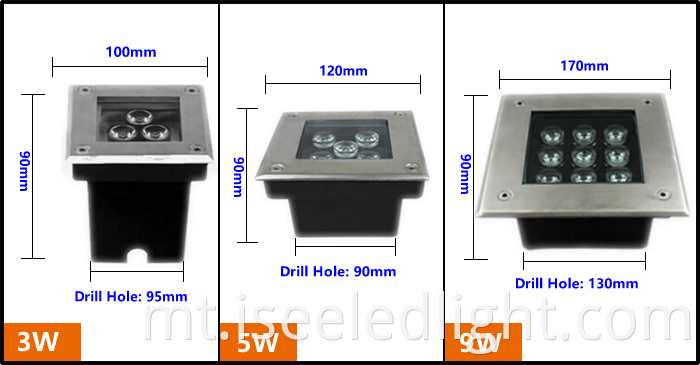 LED Underground light Dimension 